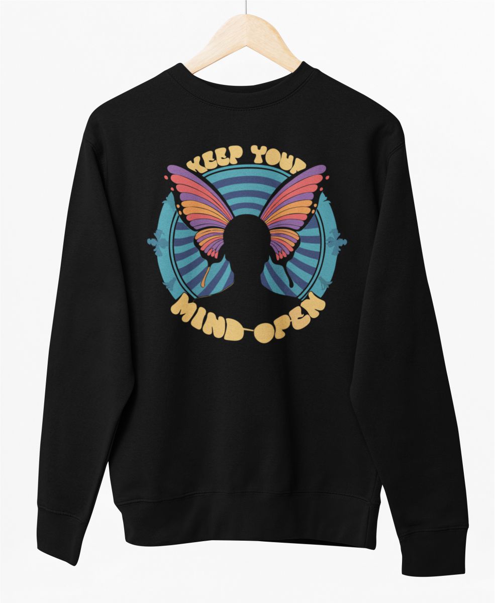 Svart UNISEX sweatshirt ”Keep your mind open”