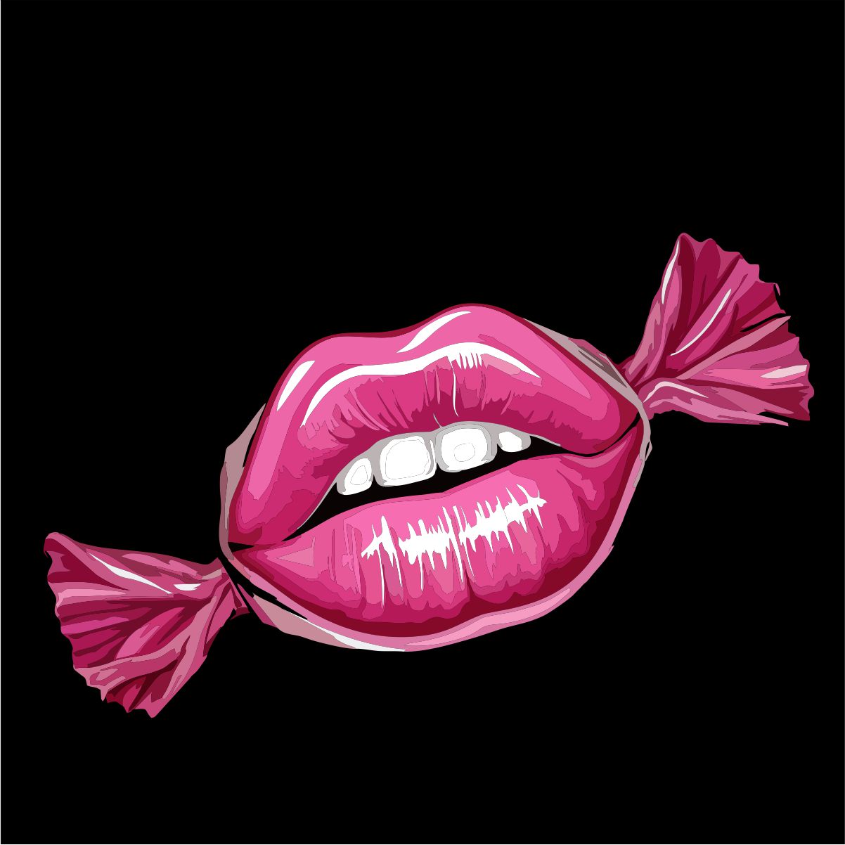 Svart UNISEX T-shirt “Kuss wie Bonbon”