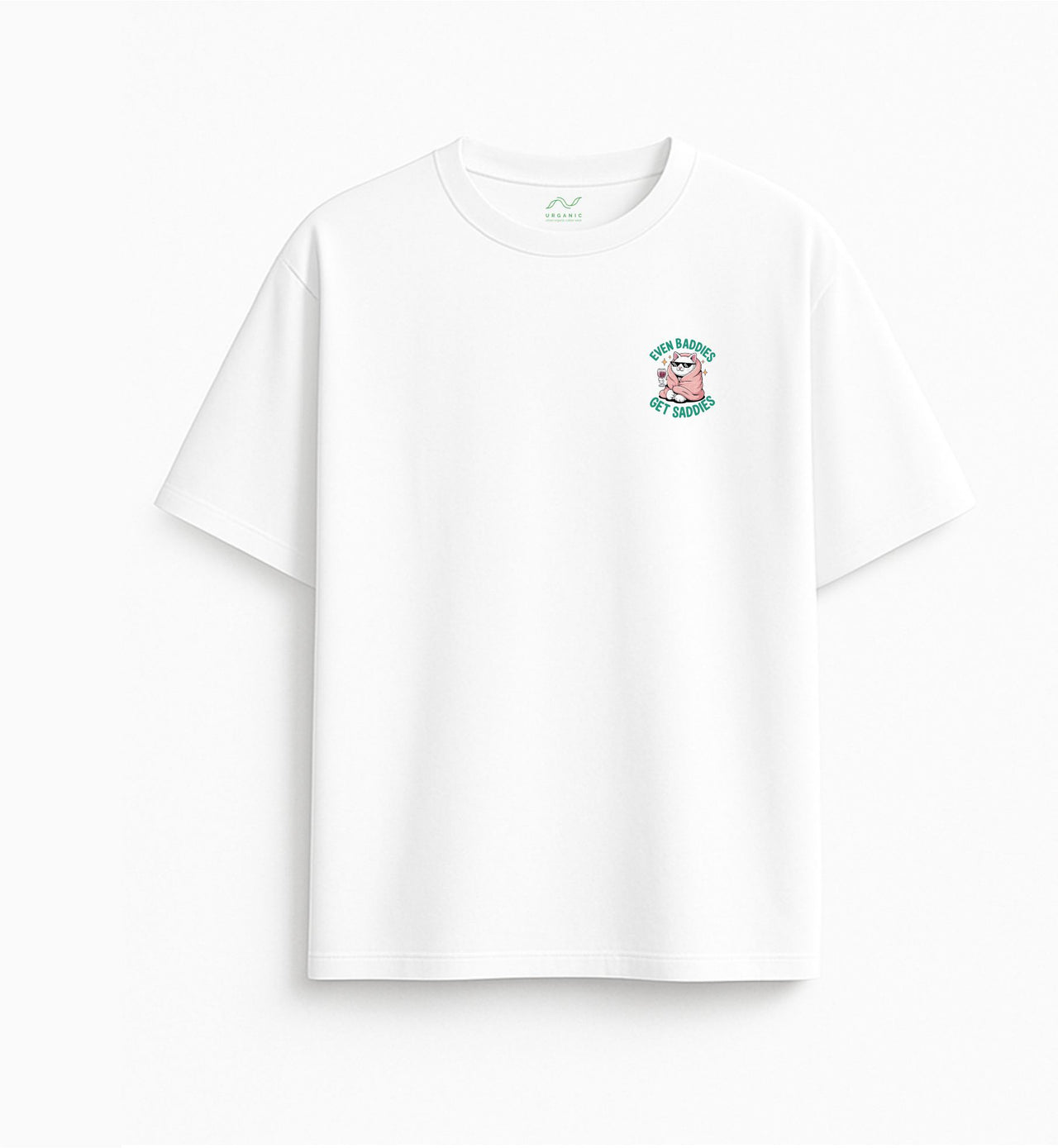 Oversized white T-shirt "Sad"