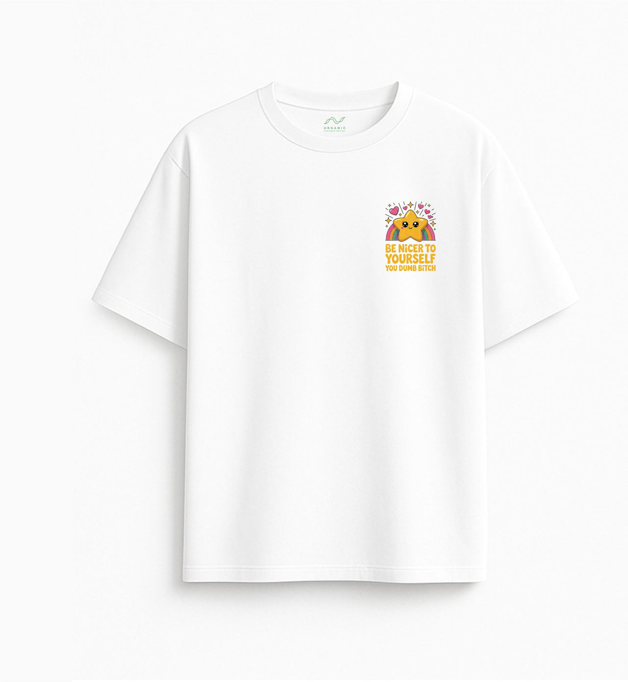 Oversized white T-shirt "Be nicer"