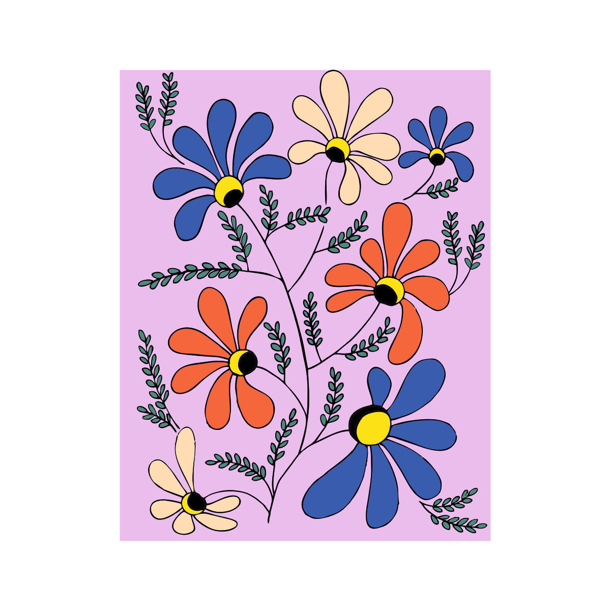 Vit UNISEX T-shirt "Blommor"