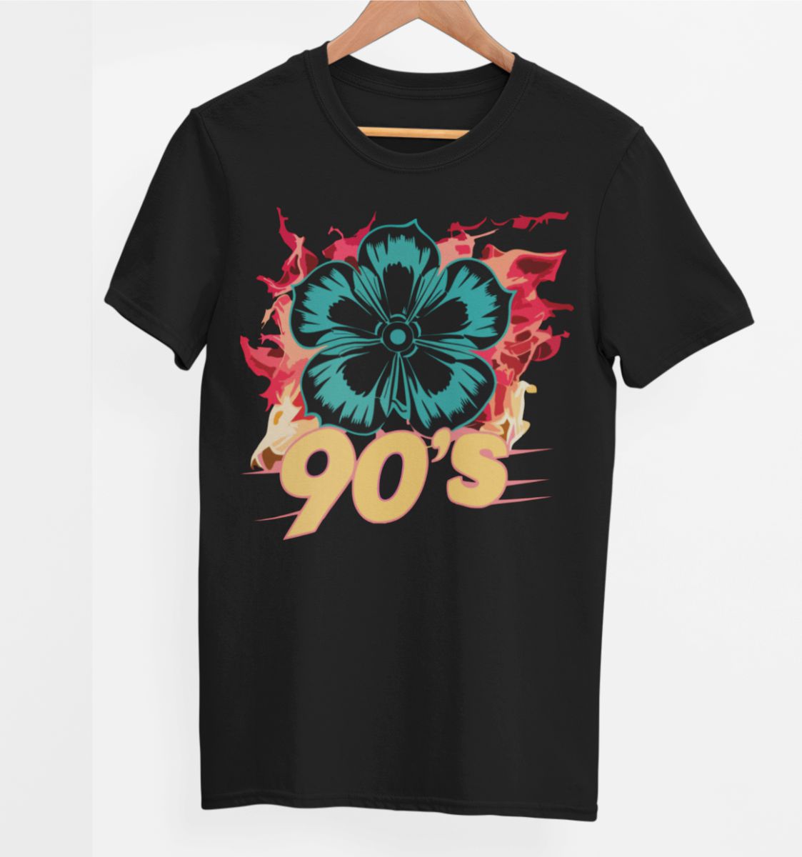 Svart UNISEX T-shirt ”90's flower”