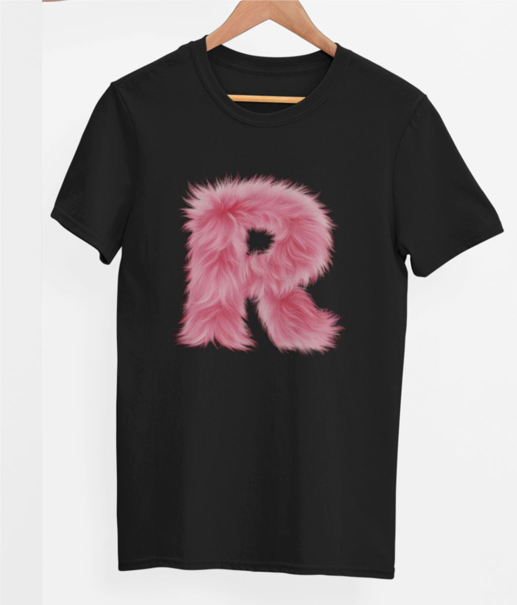 Svart UNISEX T-shirt “R Buchstabe”