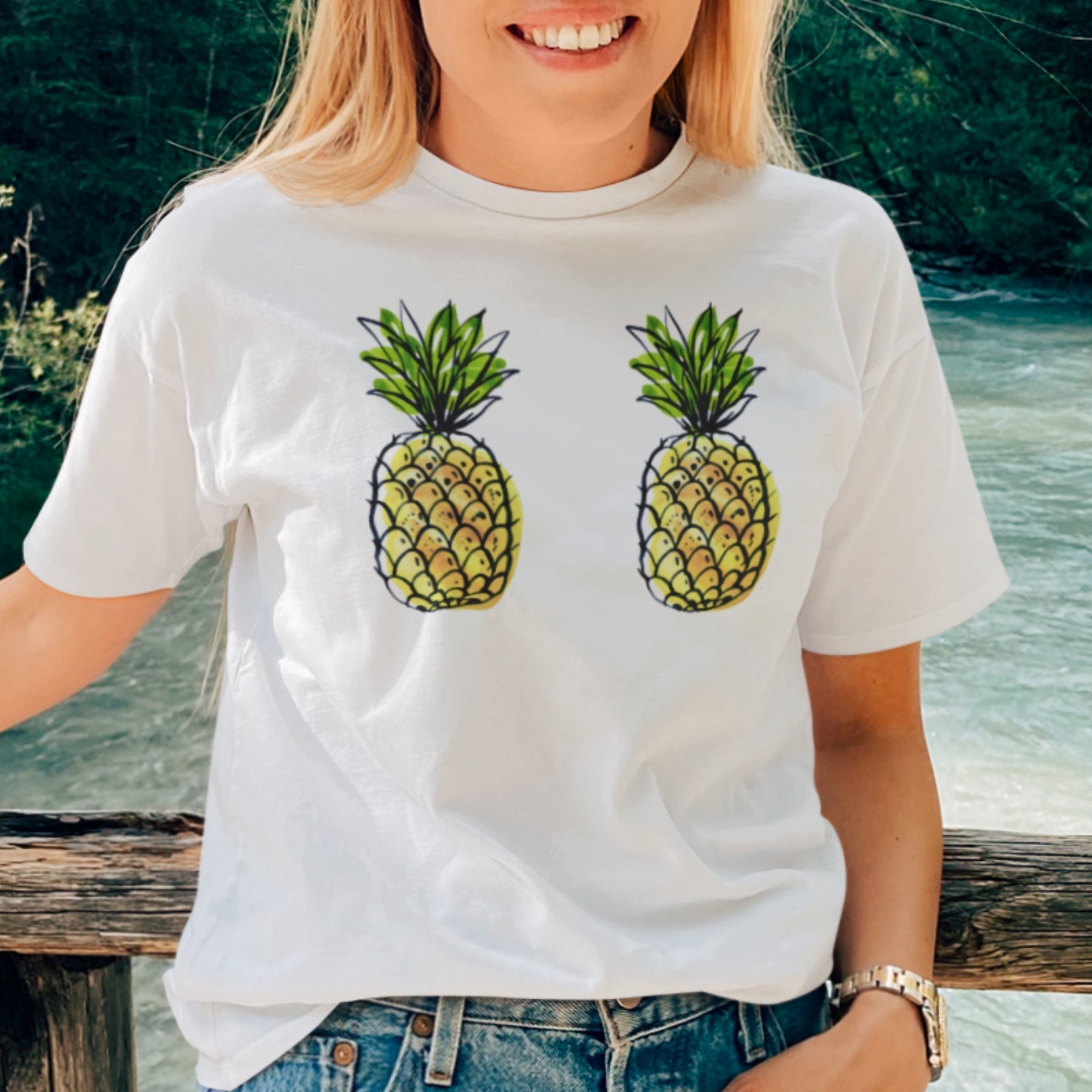 Weißes T-Shirt „Ananas“