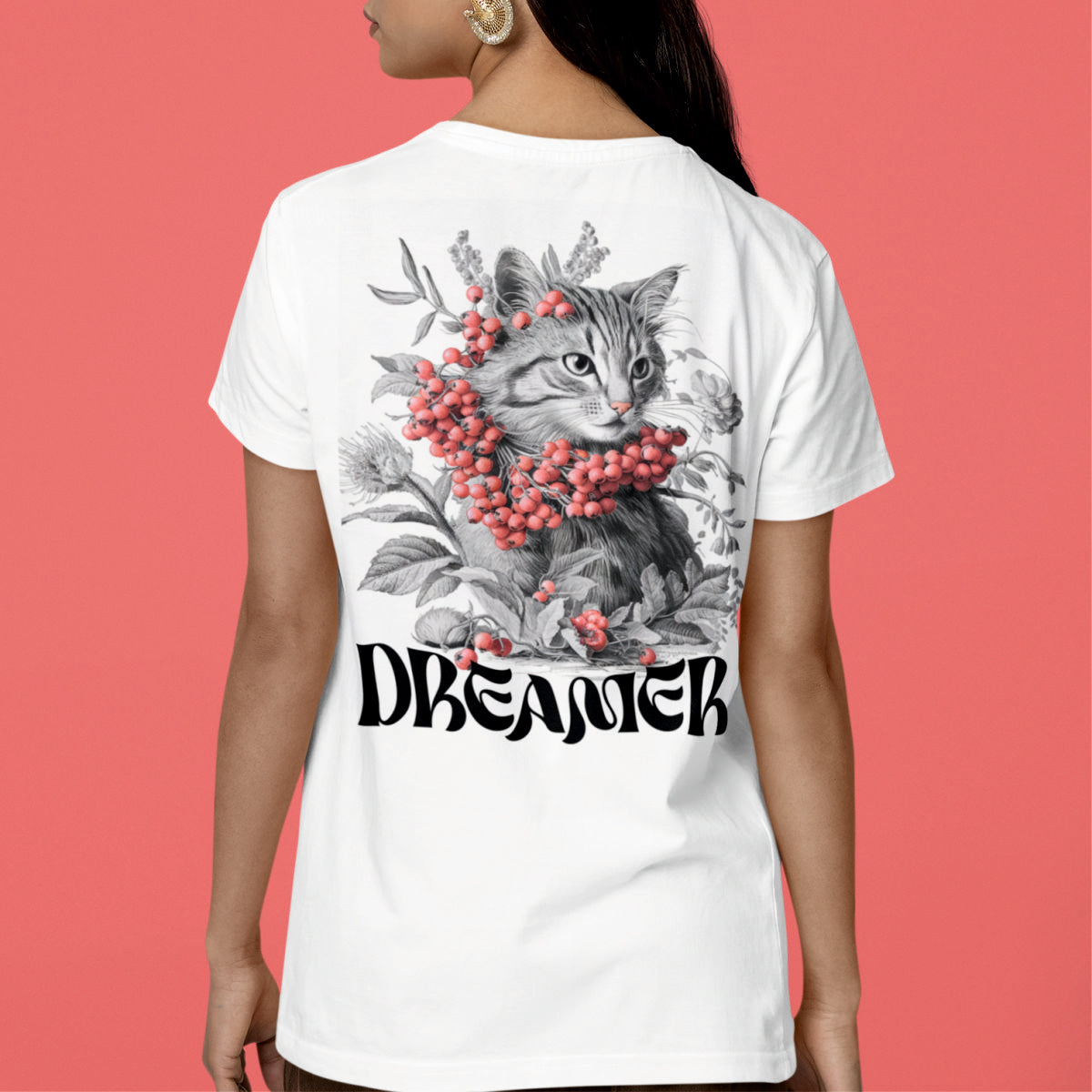 Vit UNISEX T-shirt med ryggtryck “Dreamer”