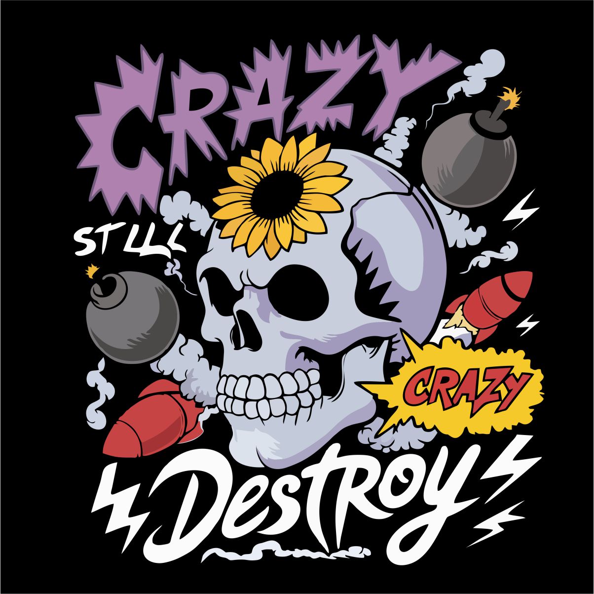 Svart UNISEX T-shirt ”Crazy destroy”