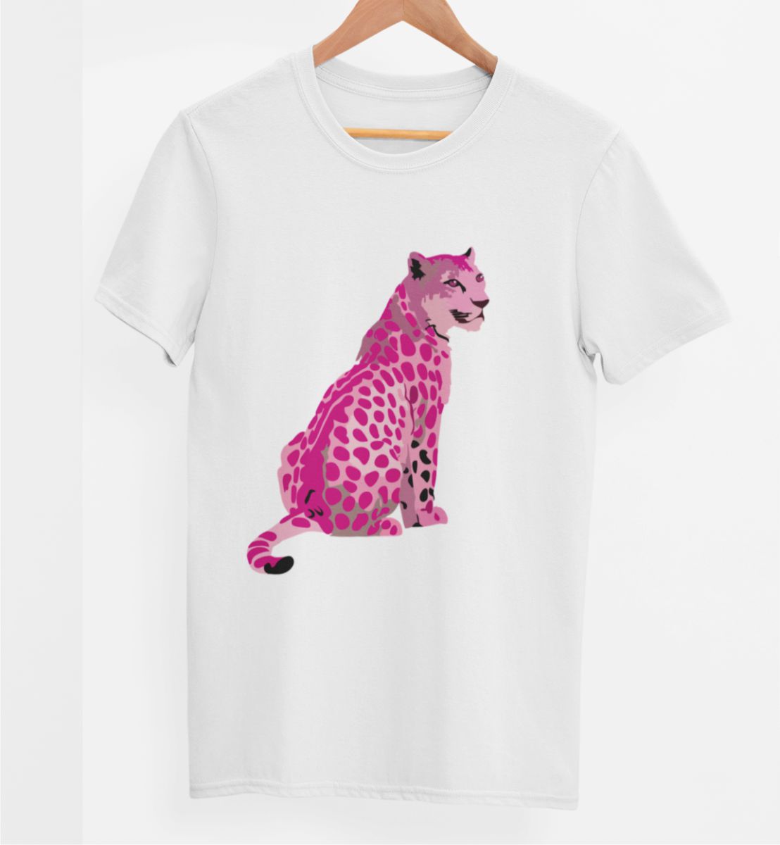 Vit UNISEX T-shirt “Pink Leopard”