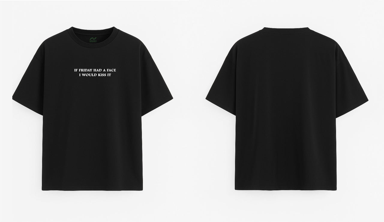 Oversized black T-shirt "If friday"