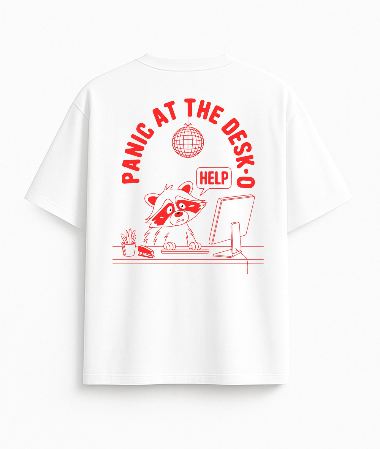 Oversized white T-shirt "Panic"