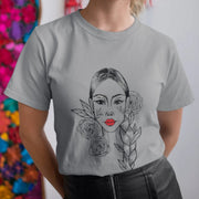 Grau meliertes T-Shirt Mädchen mit Zopf